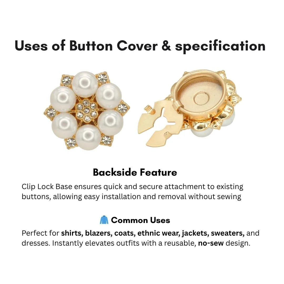 Rhinestone Pearl Cluster Button Covers