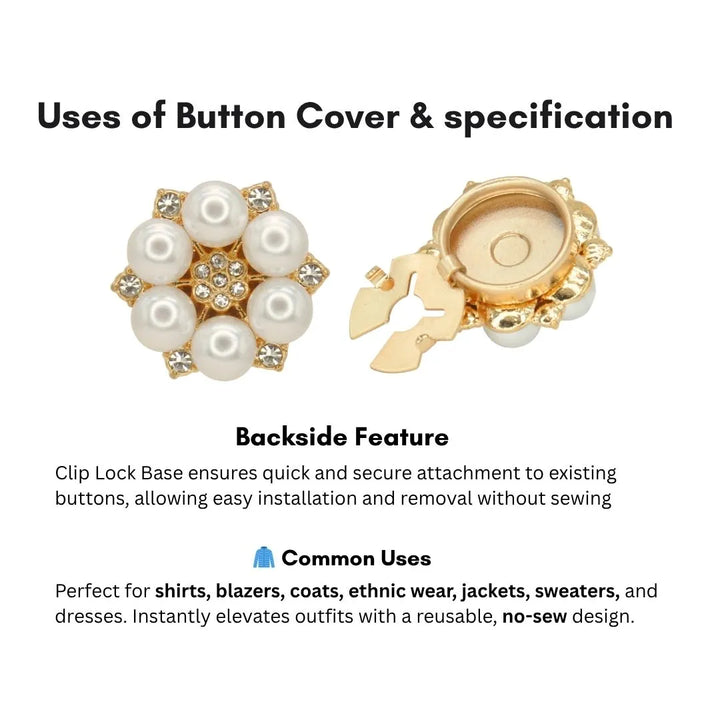 Rhinestone Pearl Cluster Button Covers