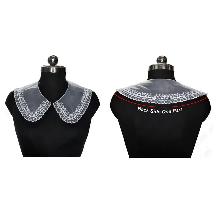 Front and Backside Ani Accessories net neck collar with floral border ideal for sewing, customization and apparel decoration.