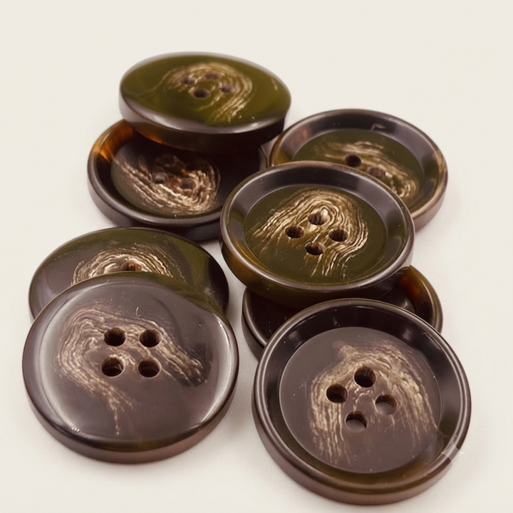 Rich Brown Horn Buttons with Unique Pattern | 28mm(44L)