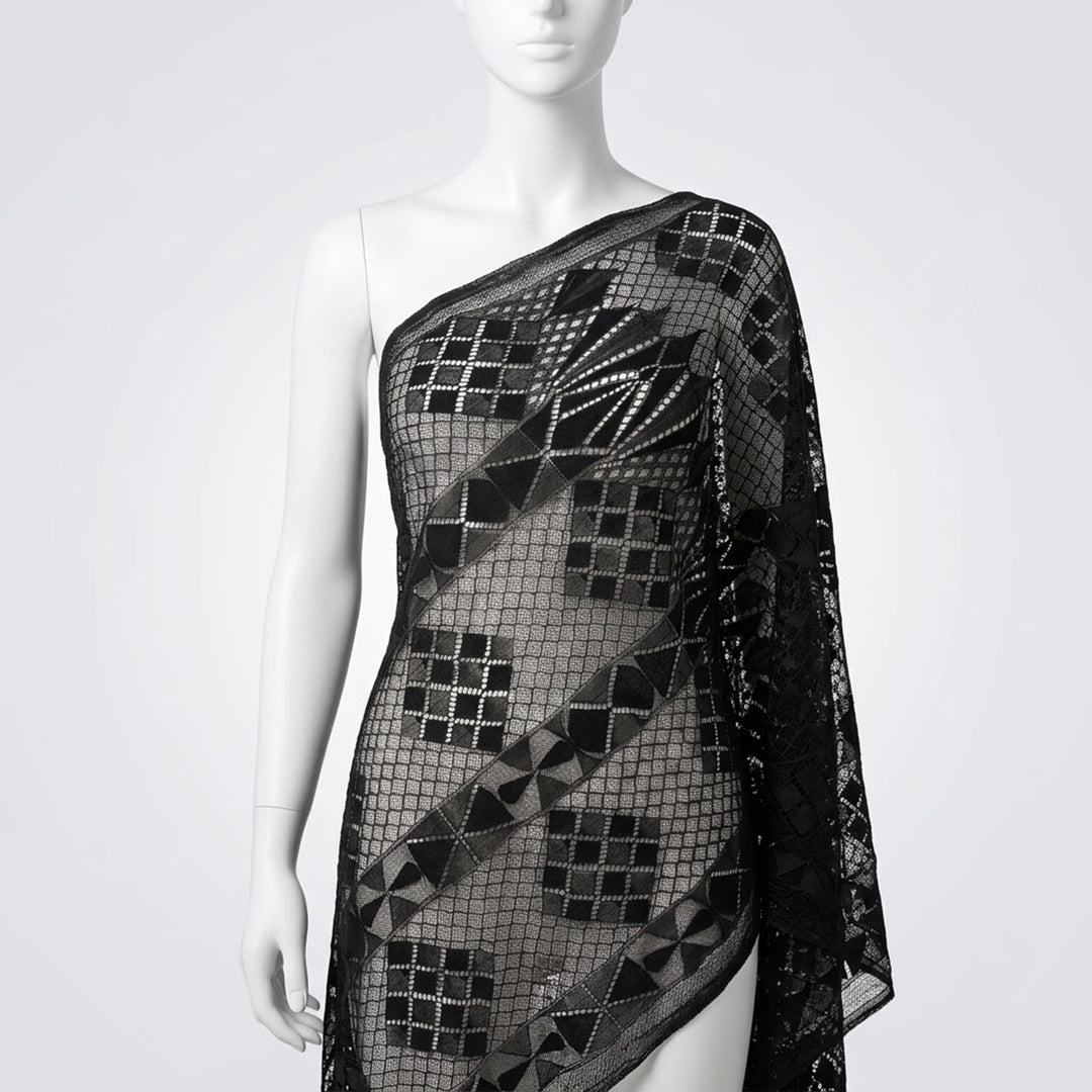 Geometric net lace fabric 58 inches width by Ani Accessories for dresses and modern fashion styling