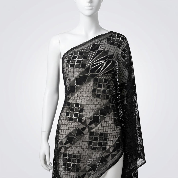 Geometric net lace fabric 58 inches width by Ani Accessories for dresses and modern fashion styling