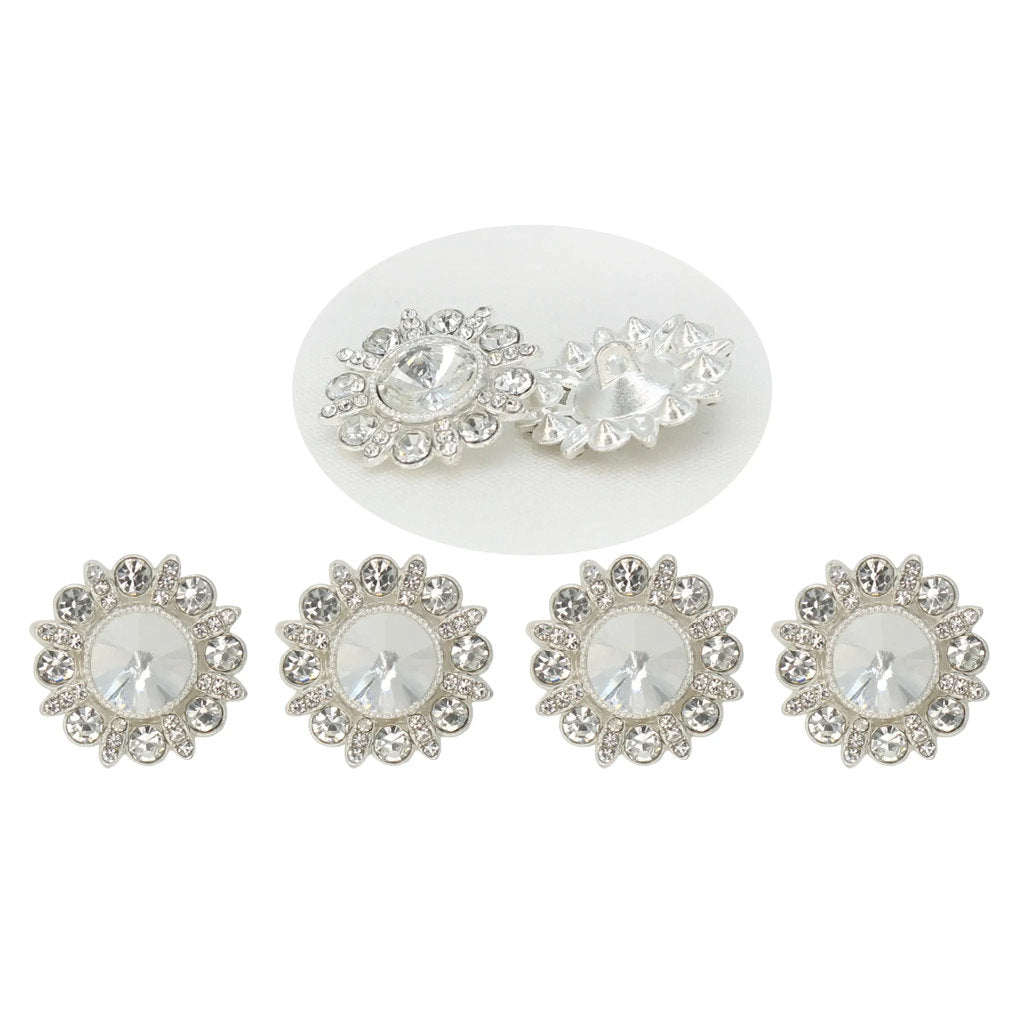 Dome Rhinestone Silver Metal Buttons | 23mm(36L)