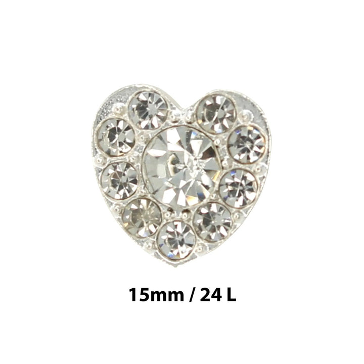 Heart Shape Dome Rhinestone Buttons | 15mm(24L)
