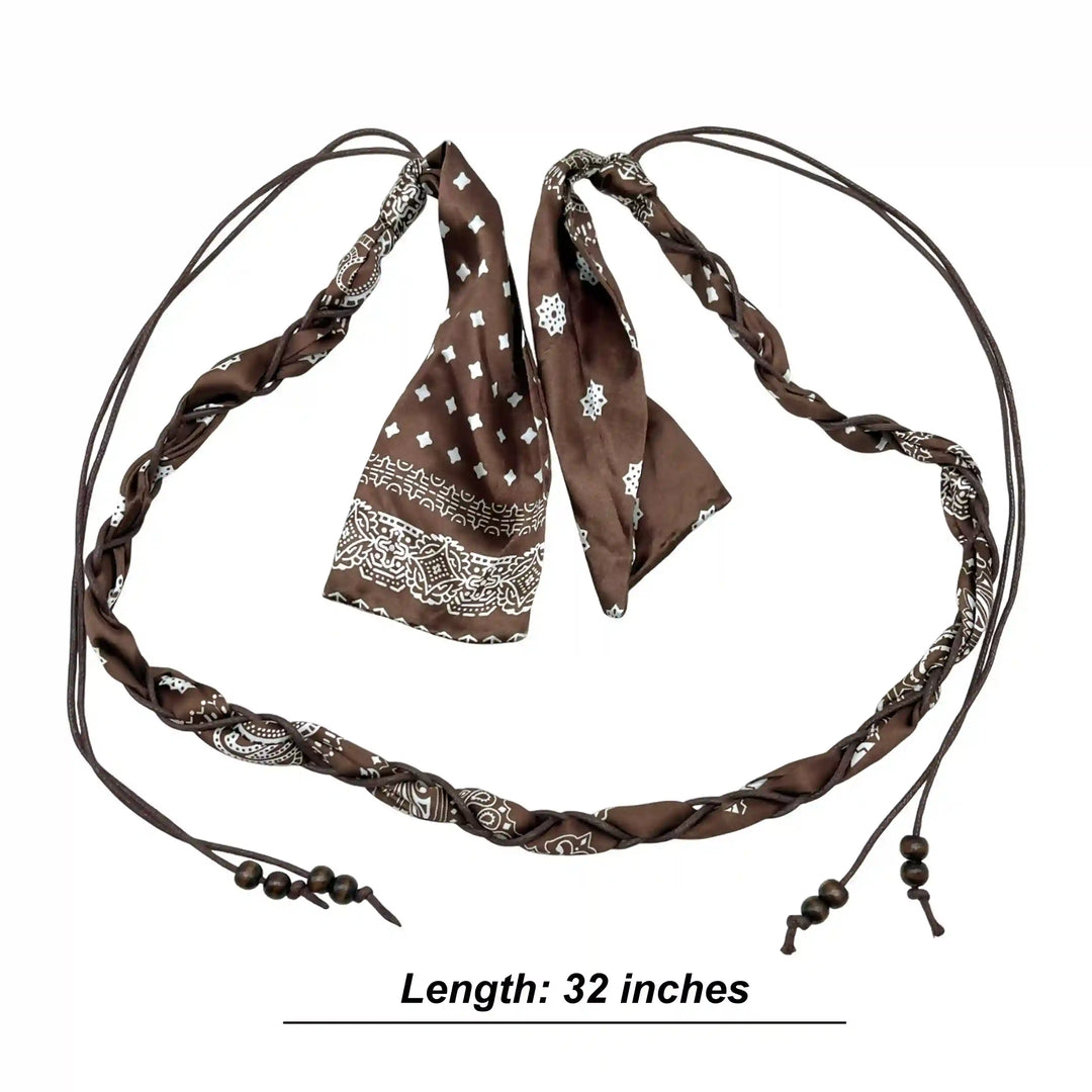Brown Scarf Wooden Bead Macramé Belt