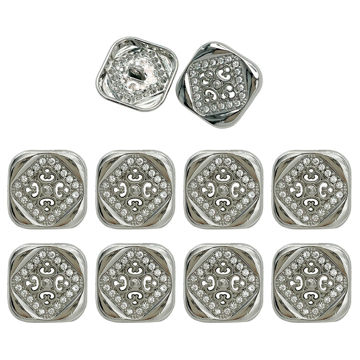 Square Crystal Metal Buttons