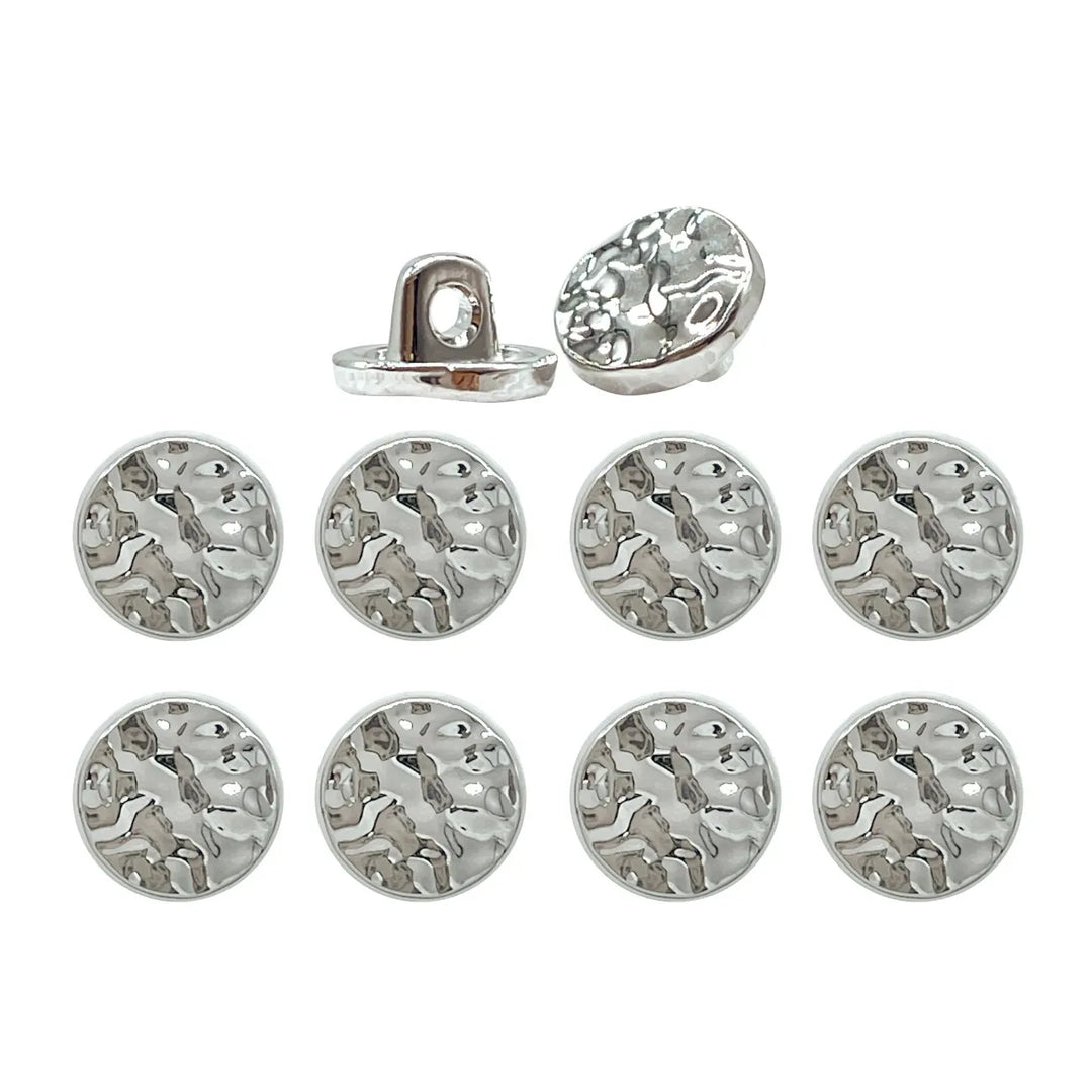 Hammered Tone Metal Button with Textured Finish | 10mm(16L)