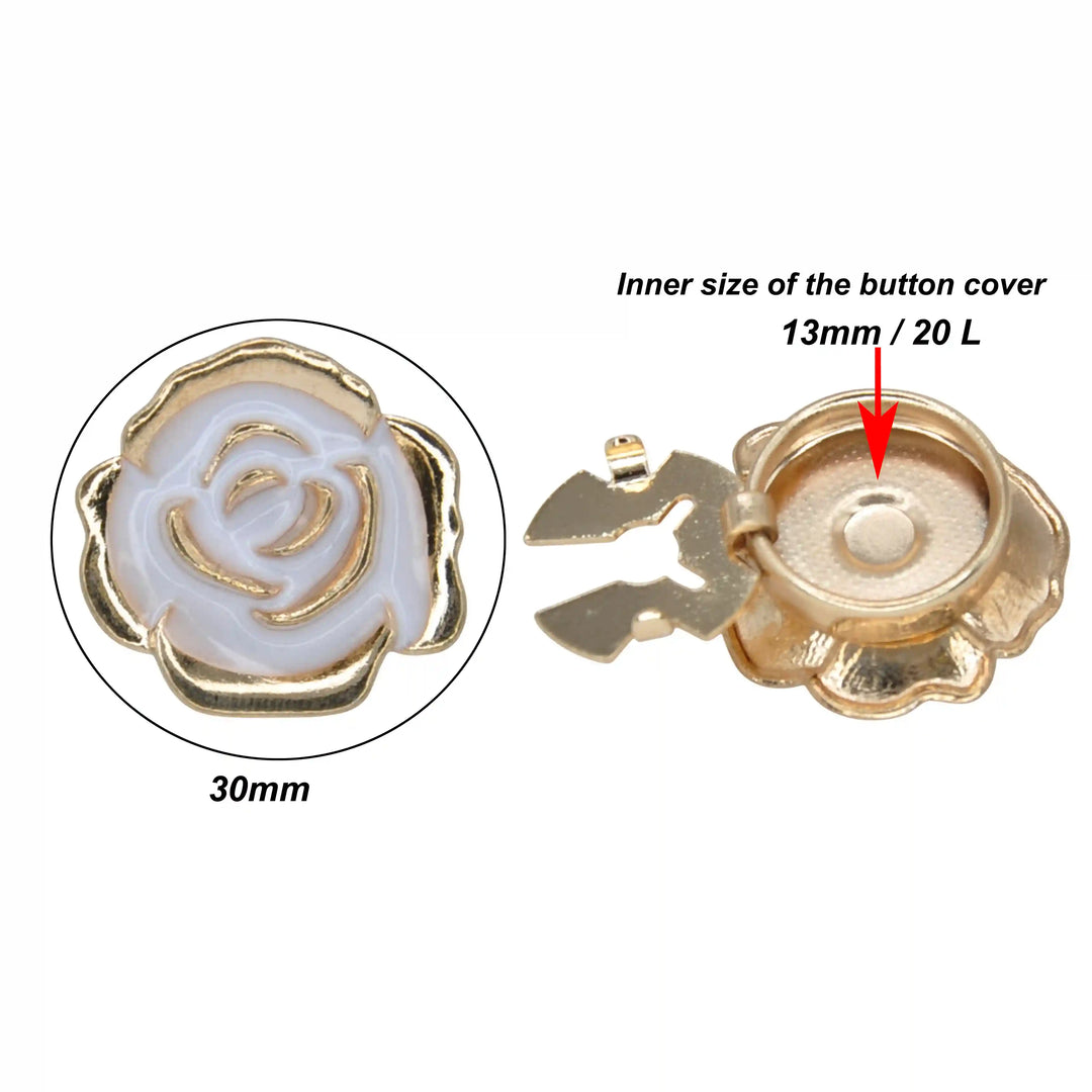White Enamel Rose Button Cover