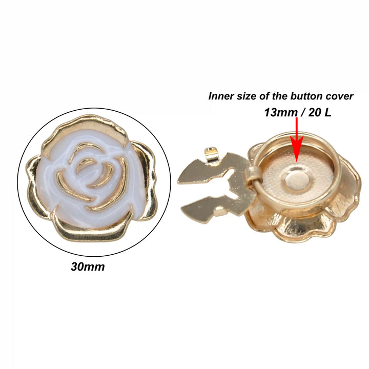 White Enamel Rose Button Cover