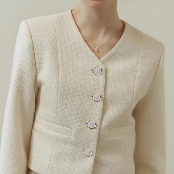 White Enamel Rose Button Cover