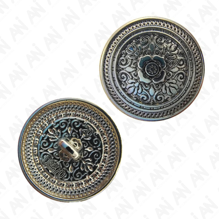 Silver Flower Metal Shank Buttons (Set of 8)