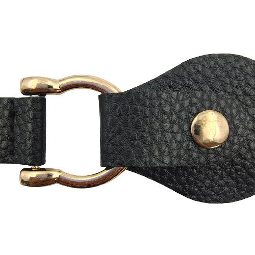Black PU Snap metal Belt Buckle