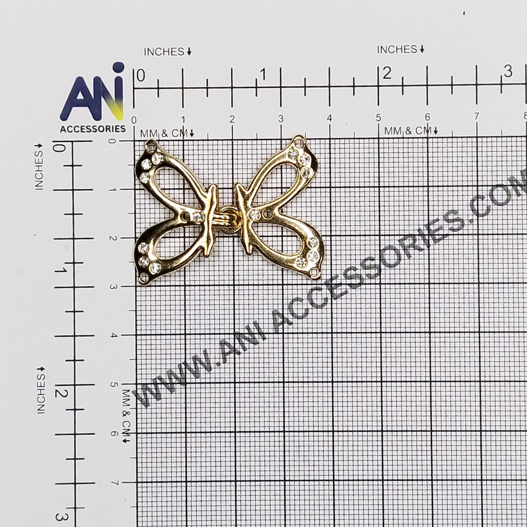 Shiny gold butterfly Frog closure metal button