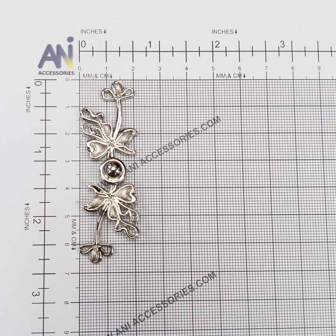 Lily flower silver Frog closure Pearl Buttons