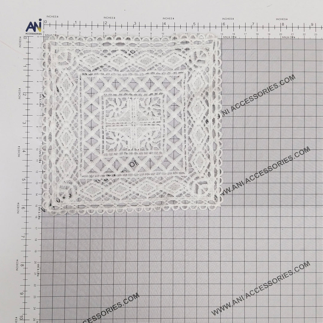 White Placemat with Fringed Edge Spun Poly Patch