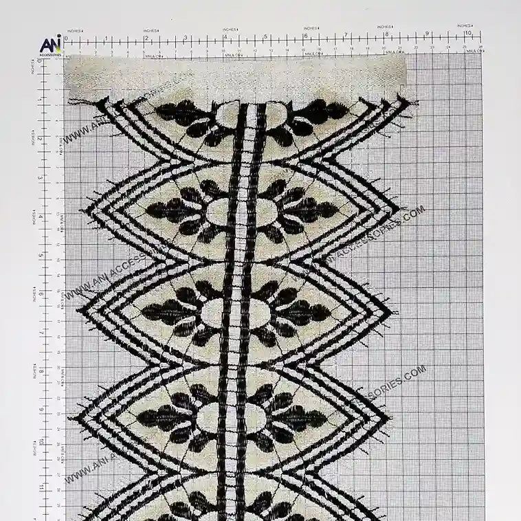 Black and Gold Geometric Motif Chantilly lace