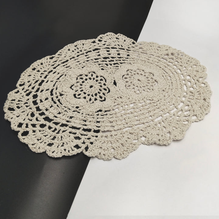 Oval Floral Crochet Doily Patch