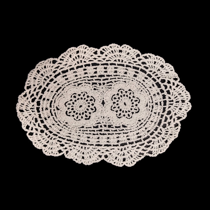 Oval Floral Crochet Doily Patch