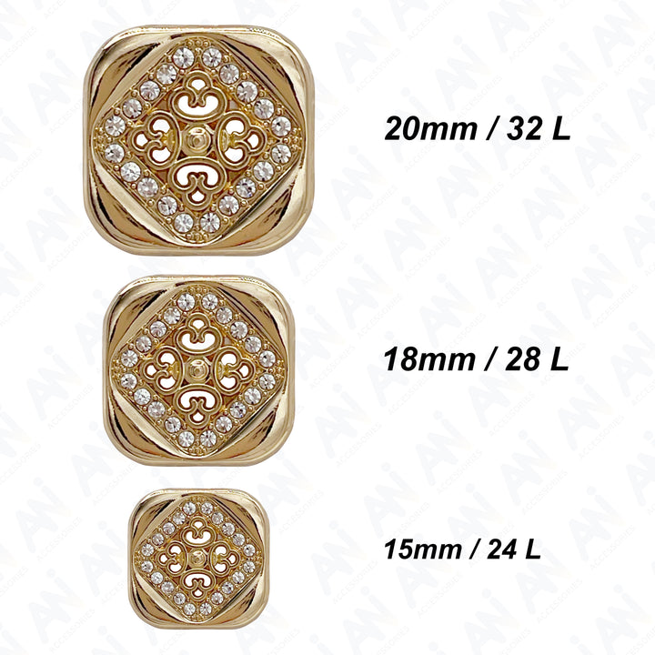 Square Crystal Metal Buttons