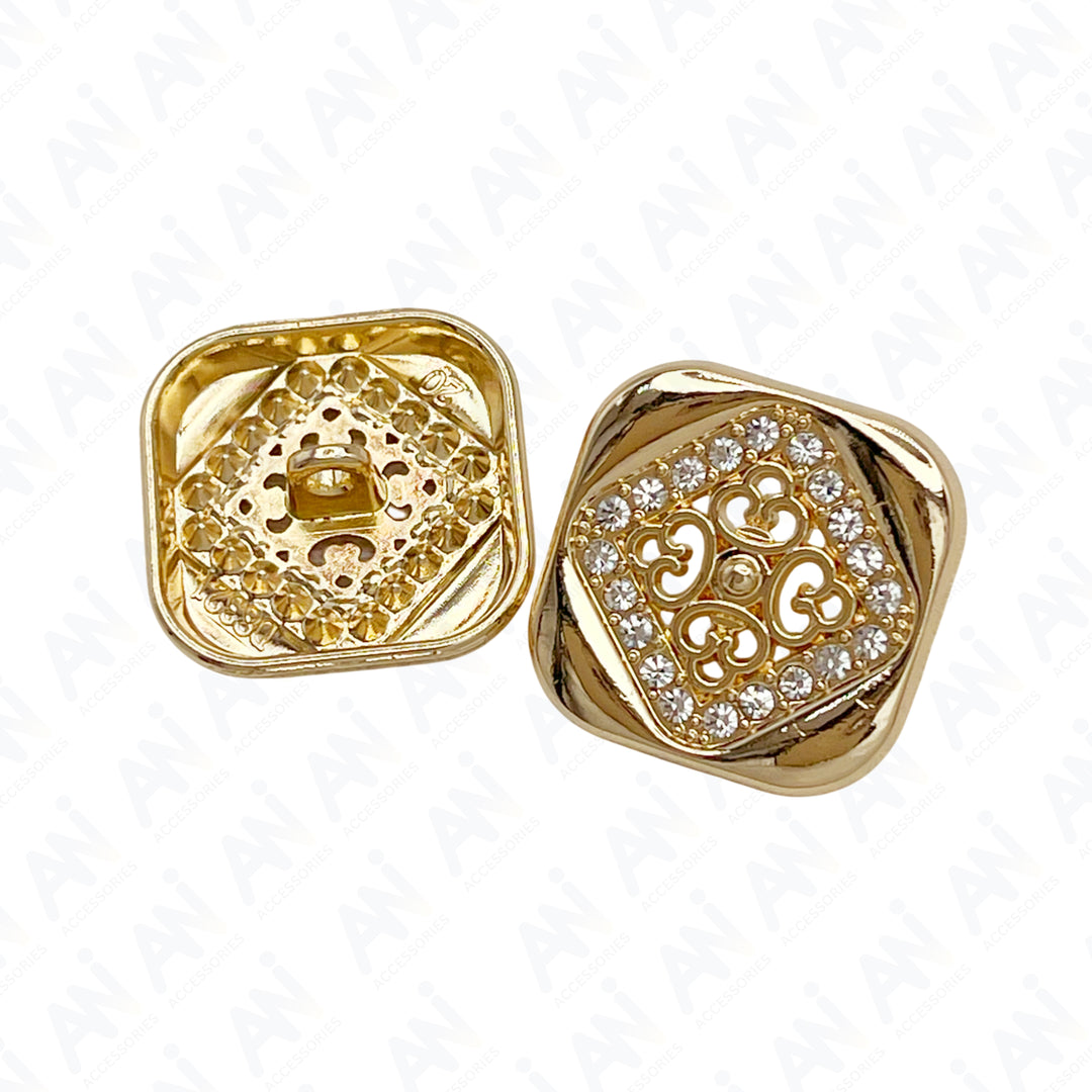 Square Crystal Metal Buttons