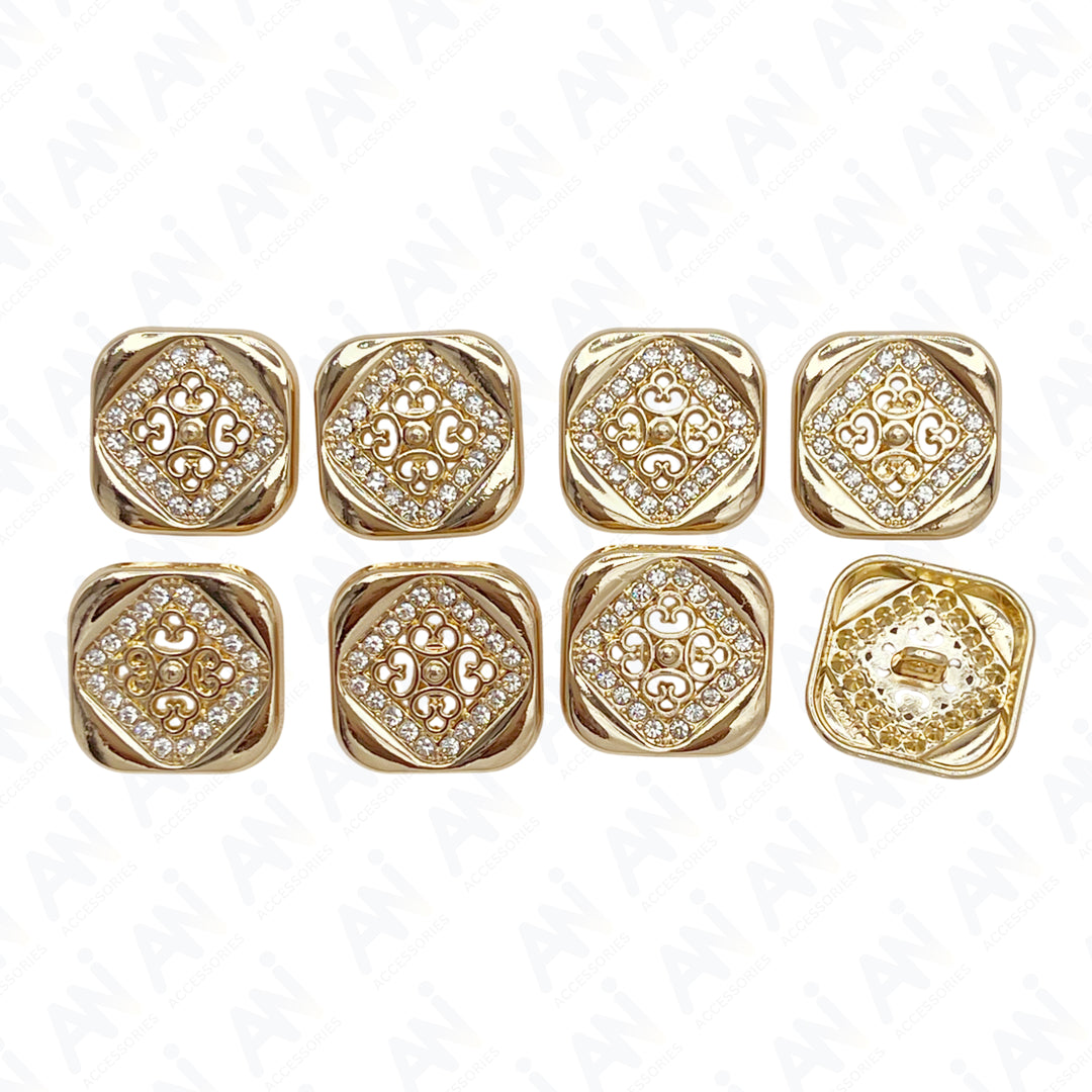 Square Crystal Metal Buttons