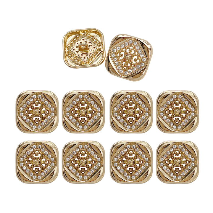 Square Crystal Metal Buttons