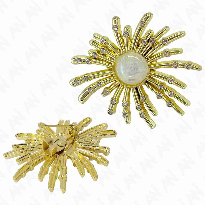 Starburst Gold Color Metal Brooch