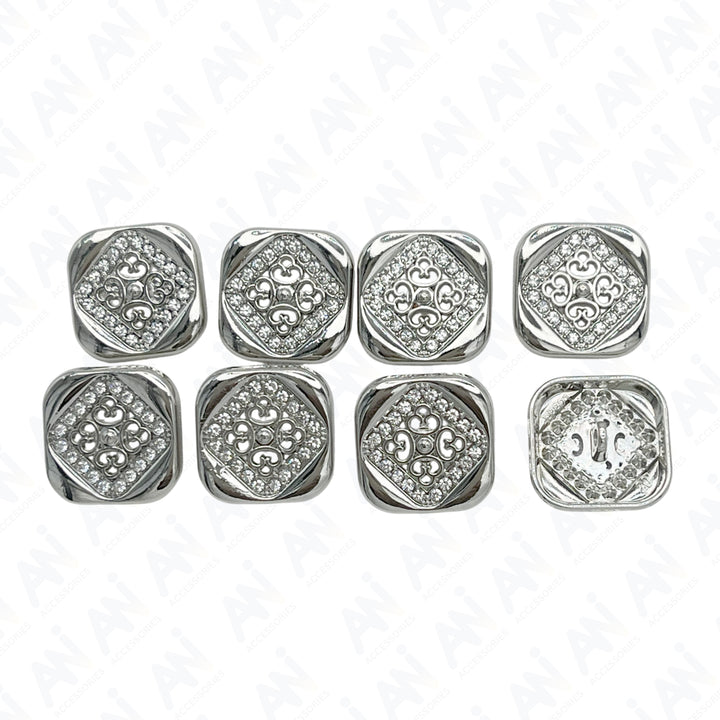 Square Crystal Metal Buttons