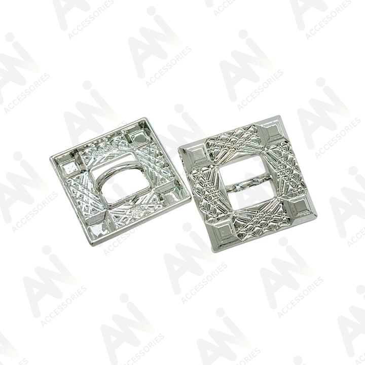 Intricate Square Metal Button for Clothing and Crafts