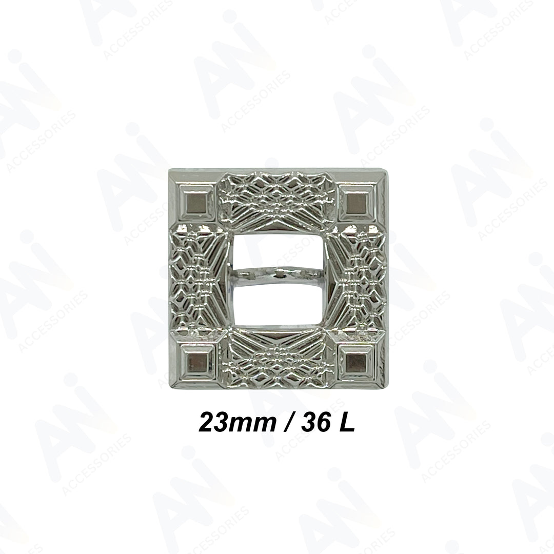 Intricate Square Metal Button for Clothing and Crafts