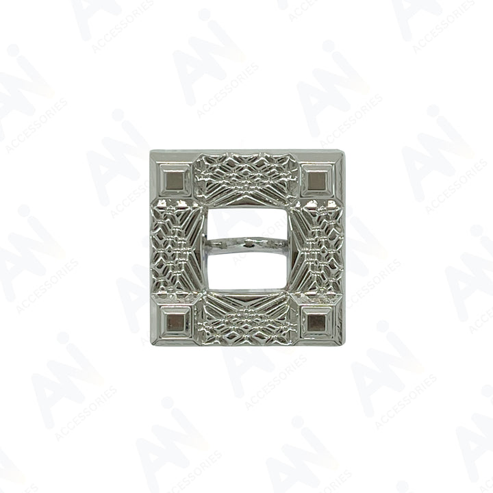 Intricate Square Metal Button for Clothing and Crafts