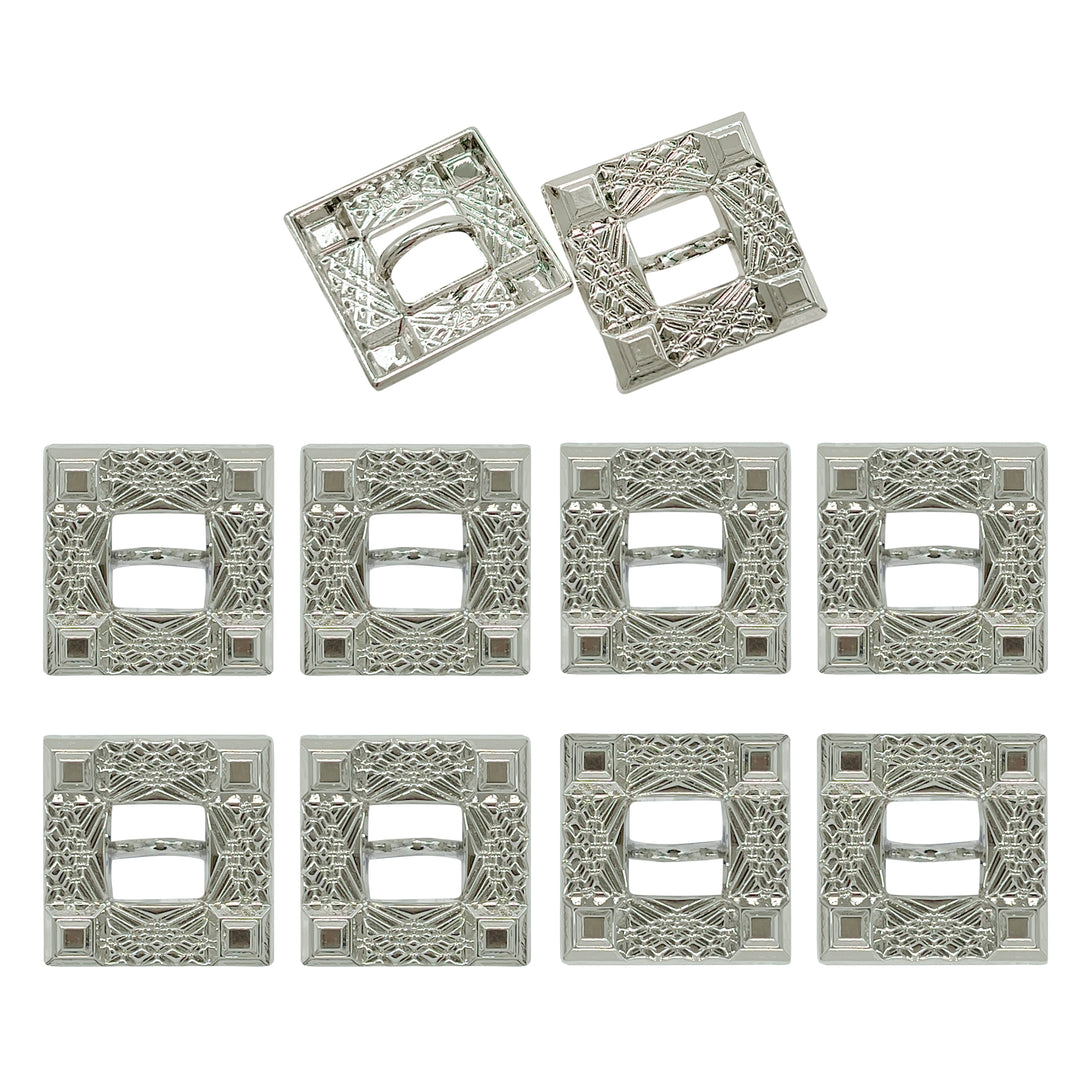 Intricate Square Metal Button for Clothing and Crafts