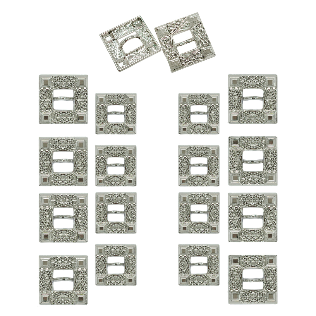 Intricate Square Metal Button for Clothing and Crafts