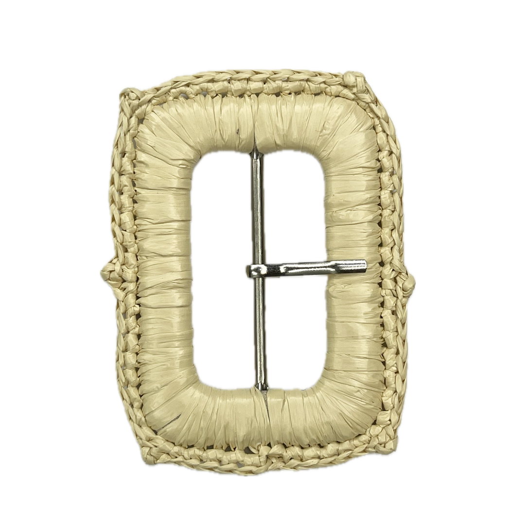 Prong Rectangular Raffia Buckle for Fashion