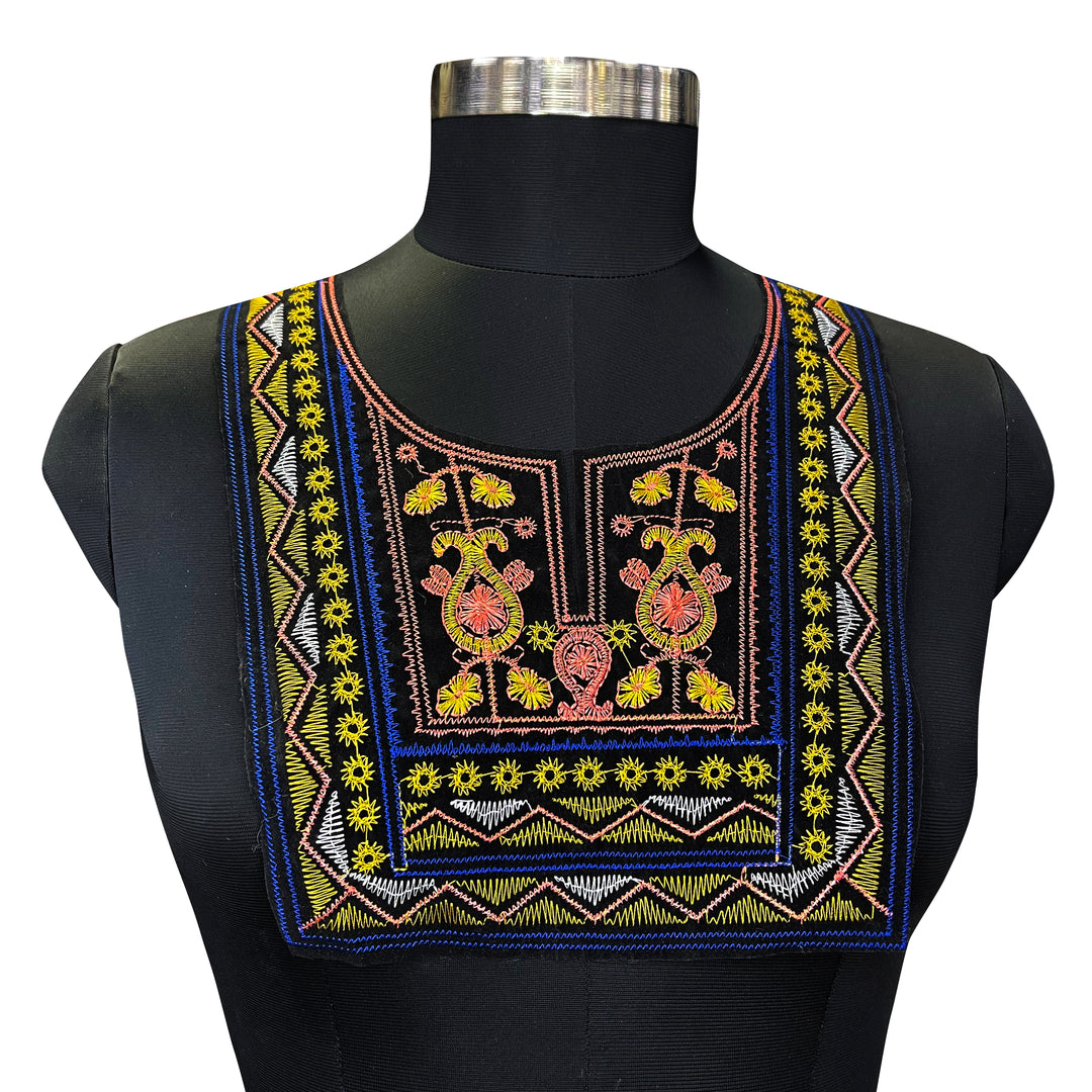 Embroidered elegance round shape multicolor neckline