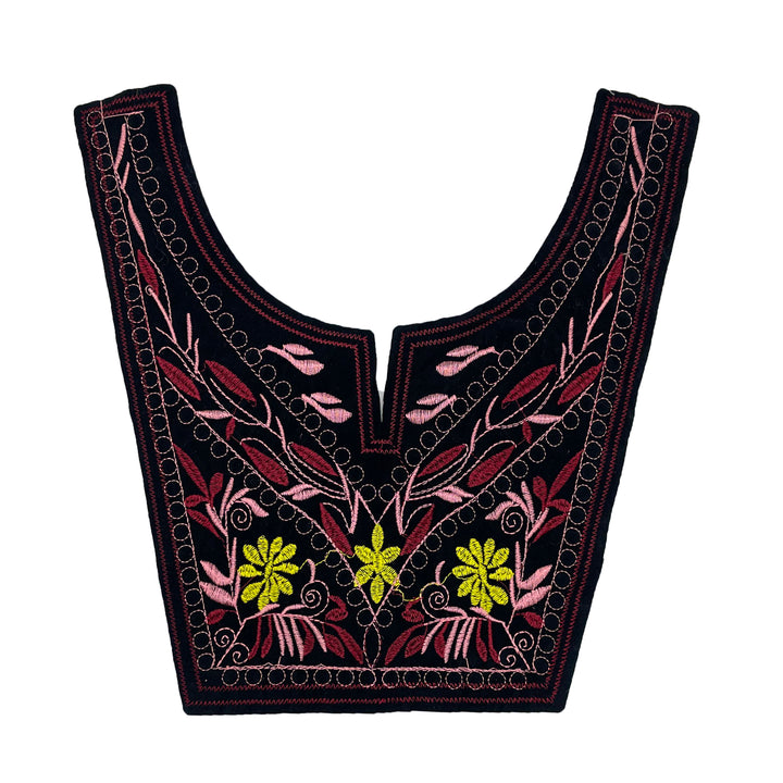 Embroidered Elegance floral and leafy neckline