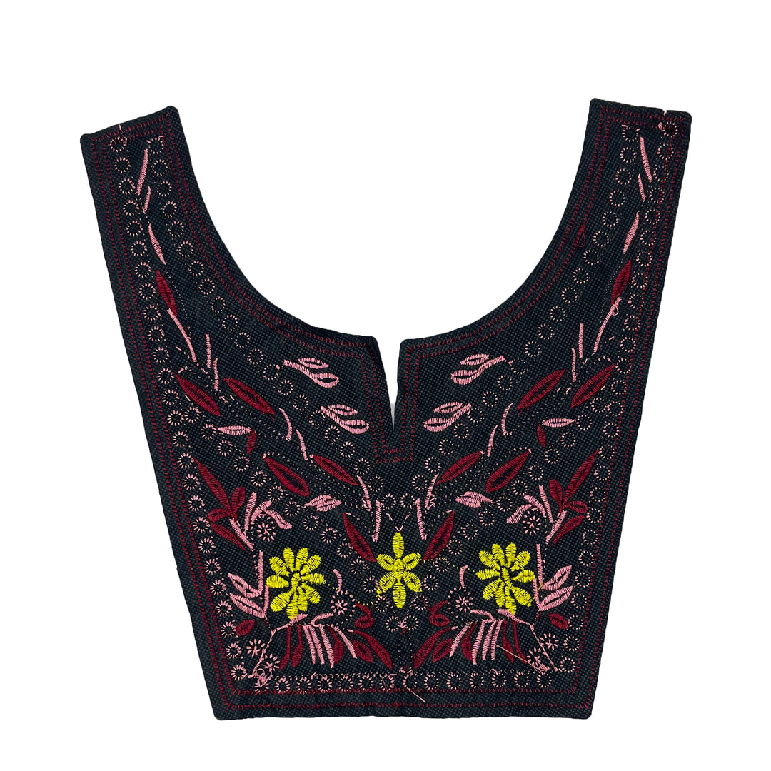 Embroidered Elegance floral and leafy neckline