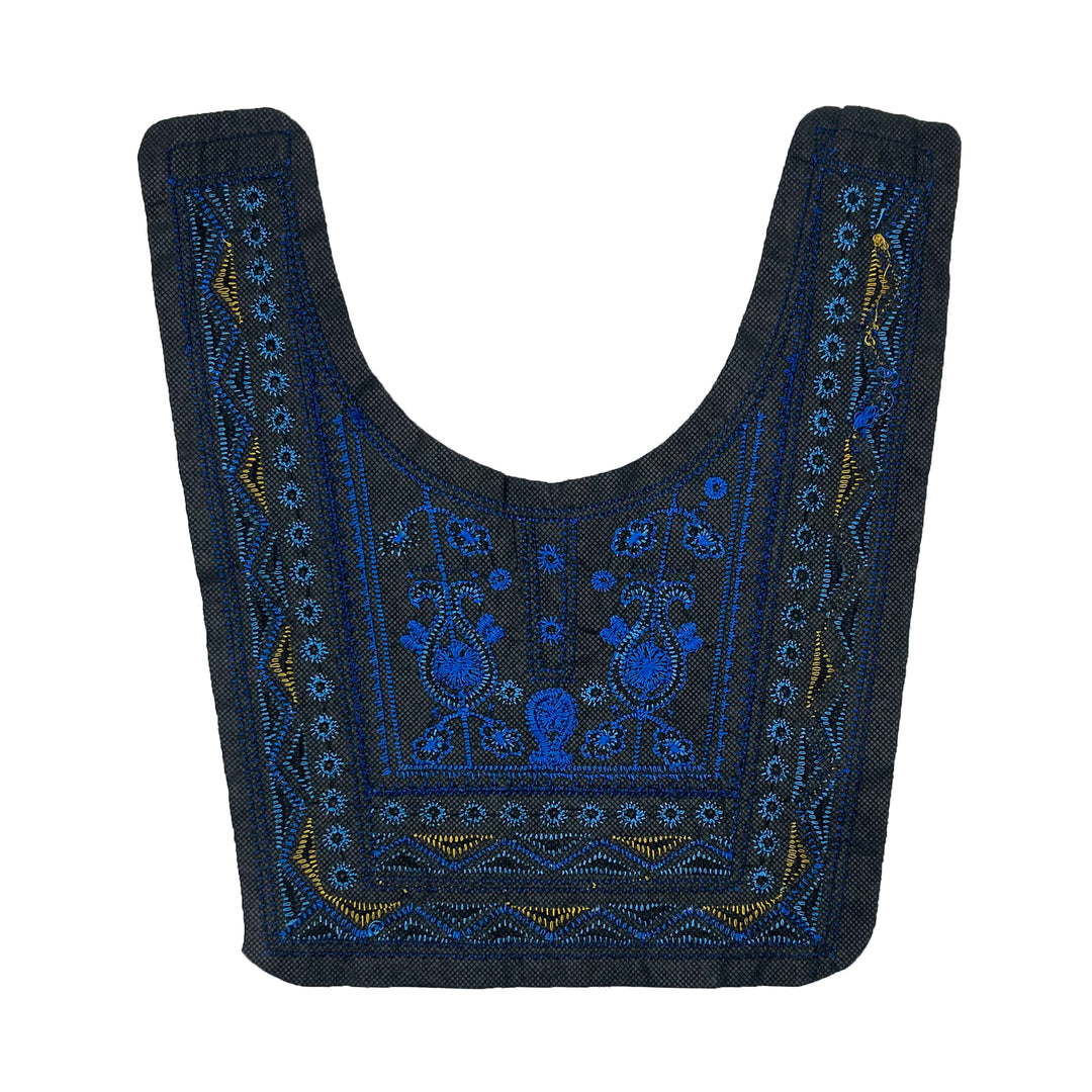 Blue paisley paradise design neckline