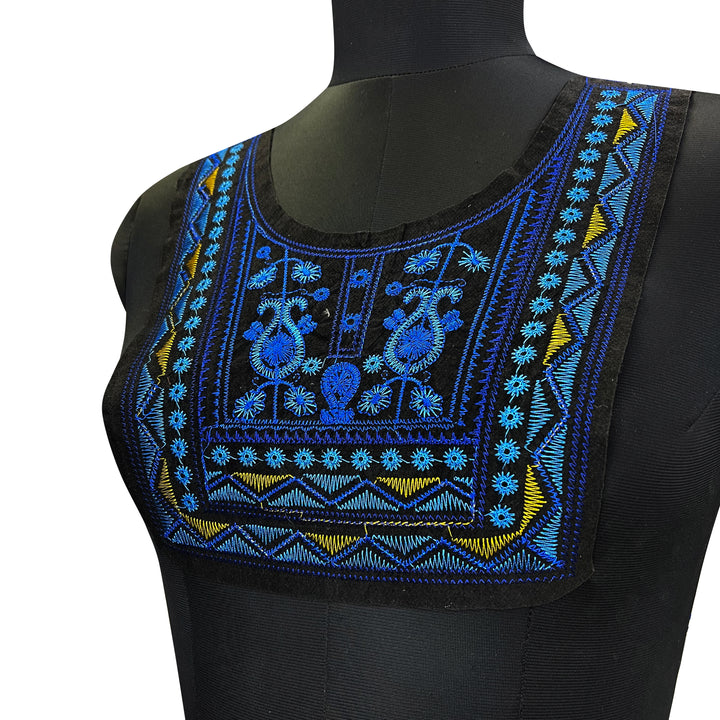 Blue paisley paradise design neckline