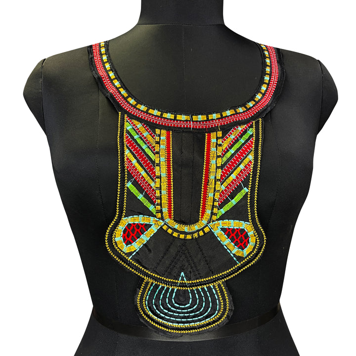 Black Base with Multicolored Unique Sequins Embroidery Neckline