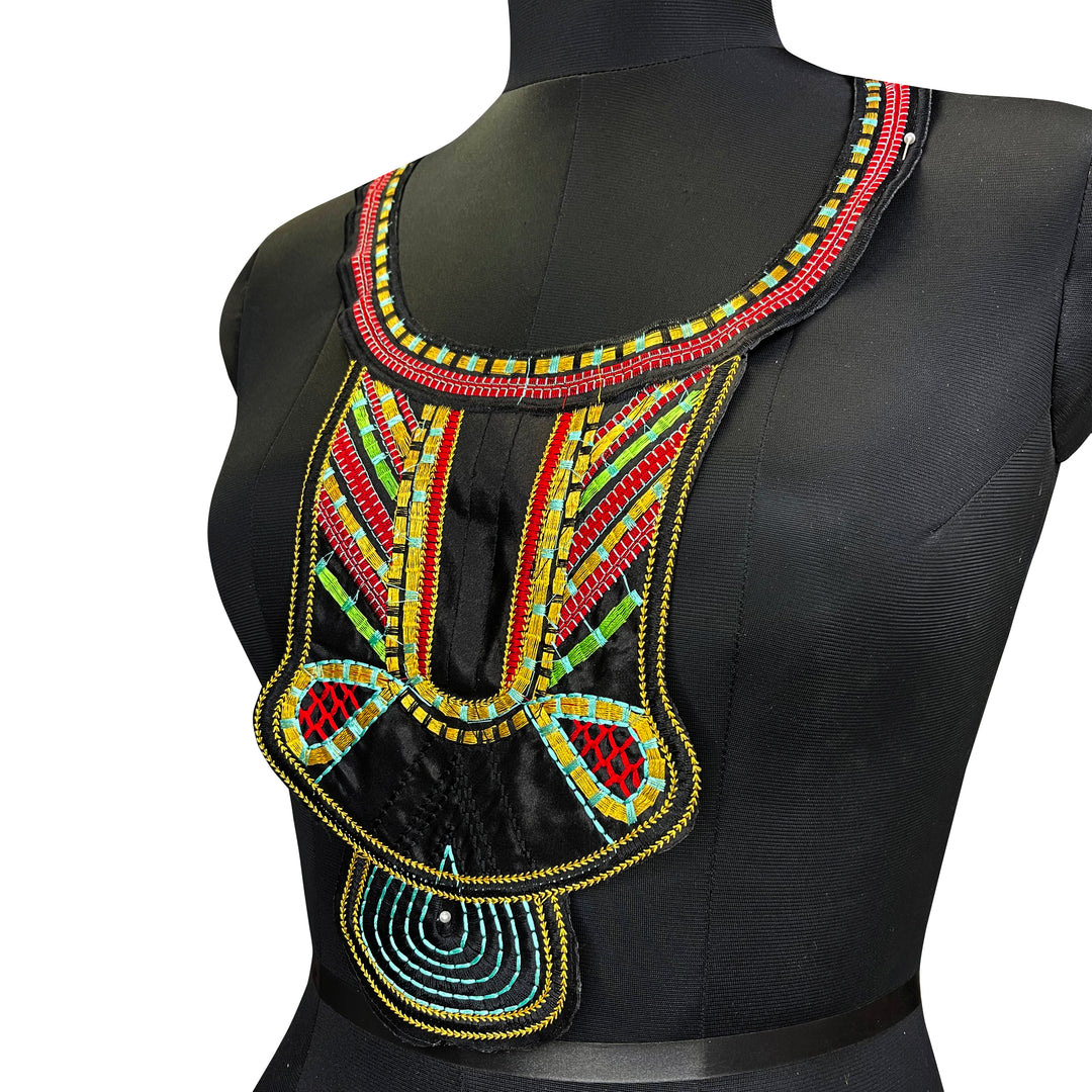 Black Base with Multicolored Unique Sequins Embroidery Neckline