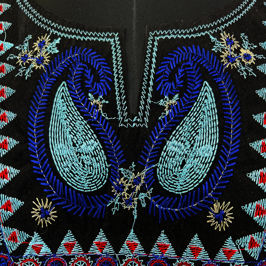 Multicolor Embroidery Neckline