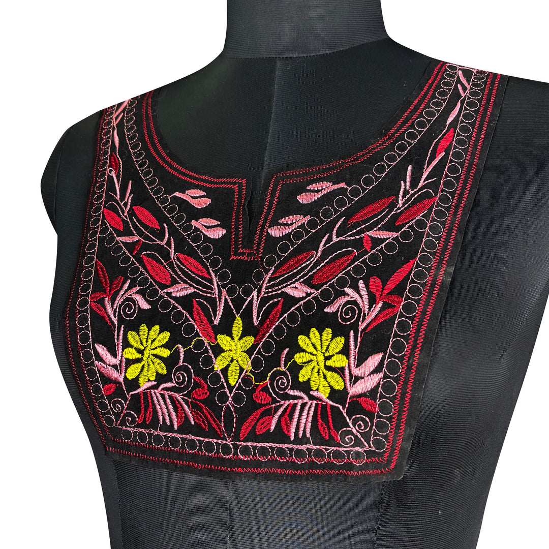 Embroidered Elegance floral and leafy neckline