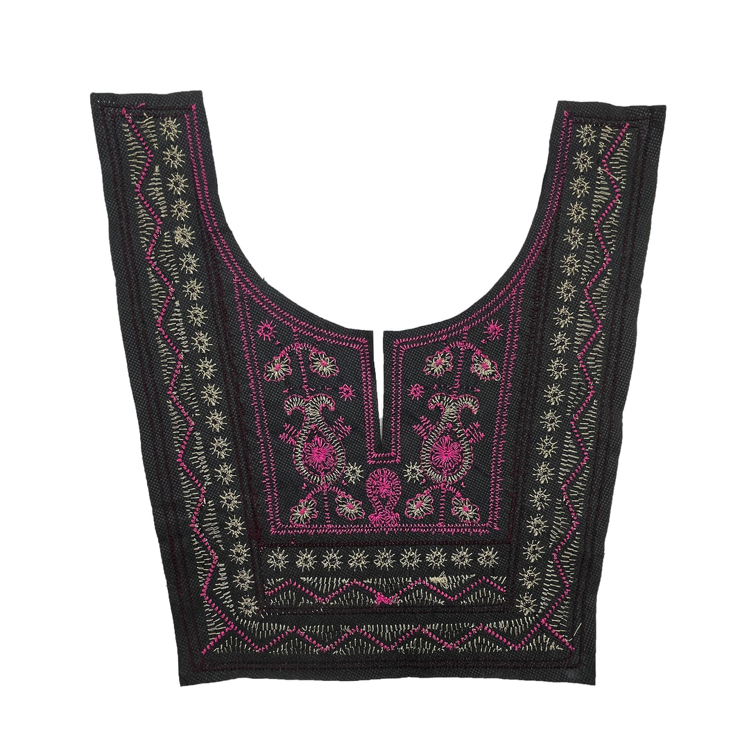 Black color with multicolor design classy embroidered neckline