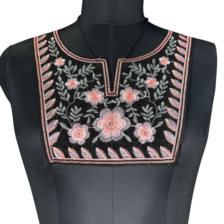 Floral rose design with tassel neckline