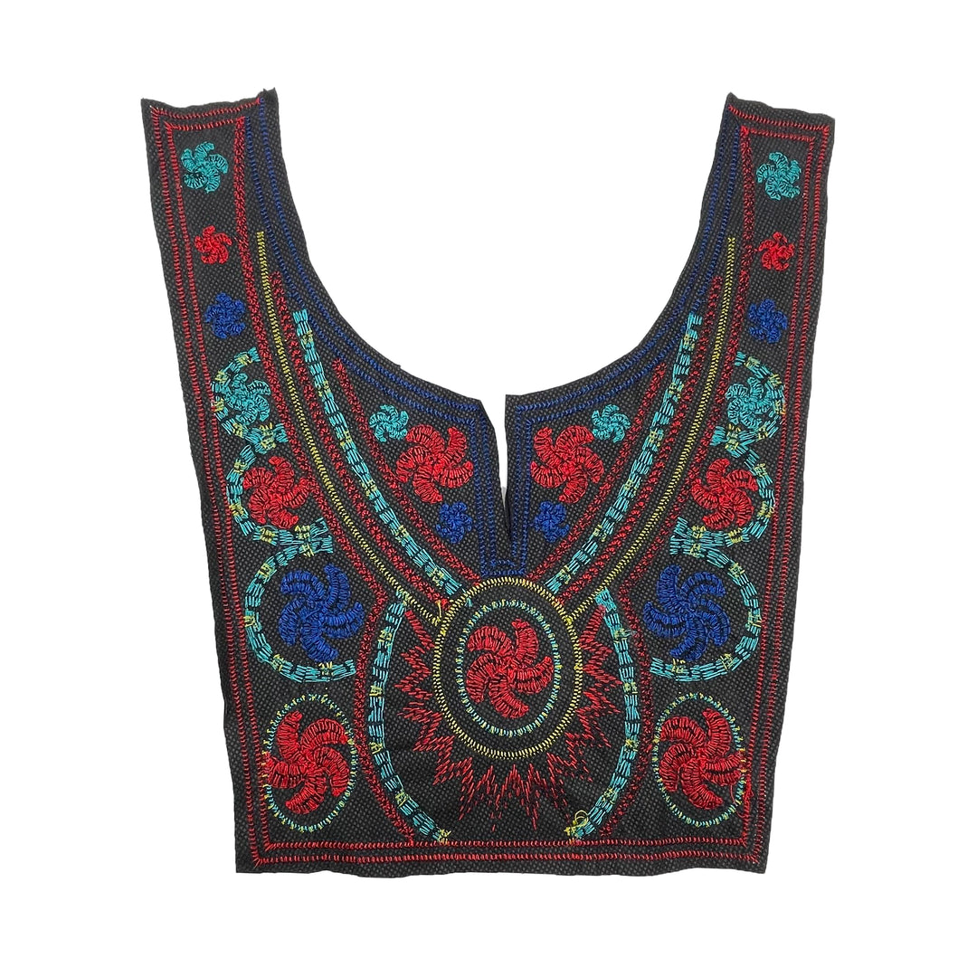 Rounded Design With Dense Floral Pattern Neckline