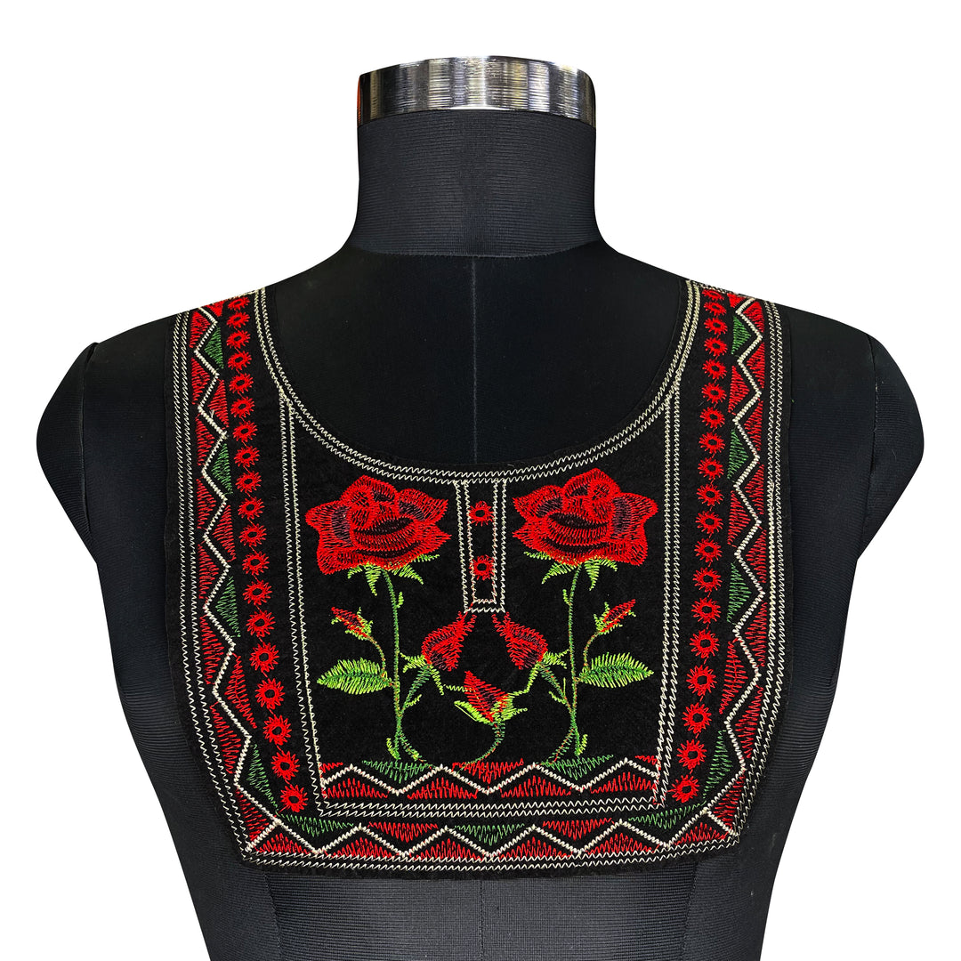 Embroidery Rose design felt fabric neckline