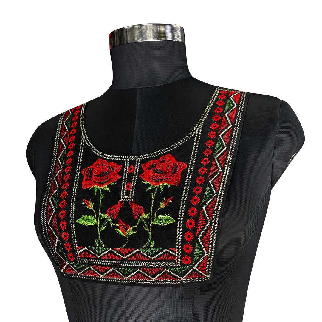 Embroidery Rose design felt fabric neckline