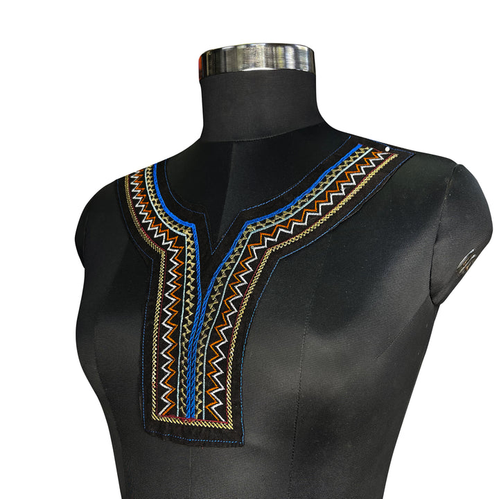 Tribal tapestry insert neckline