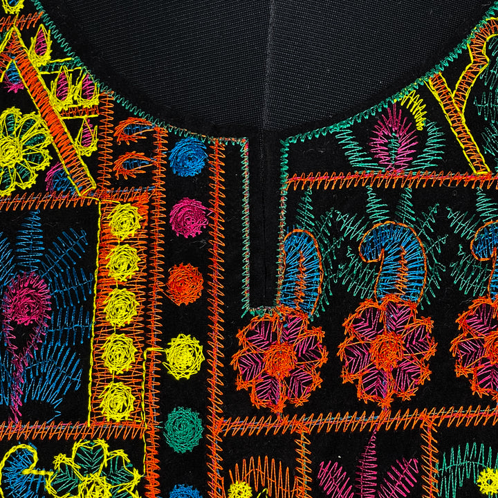 Vibrant Multicolor Embroidered Neckline